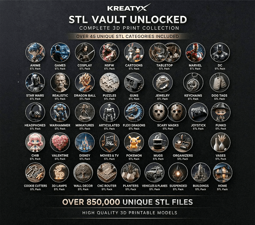 Get 850,000+ STL Files for 3D Printing - KREATYX