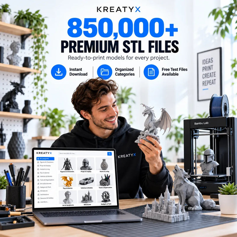 Get Access 850,000+ 3D Print STL Files in 60 Categories