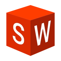 Red 3D cube with white letters S and W, symbolizing 3D modeling or CAD software