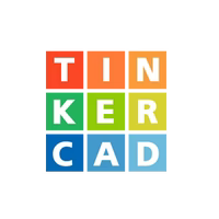Tinkercad logo with colorful block letters, digital 3D modeling platform icon