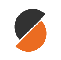 Modern black and orange geometric 3D printing logo icon with circular design